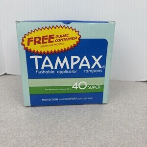 New Vintage Tampax‎ Flushable Applicator Tampons 40 Super Med to Heavy Flow